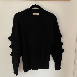 Black ruffled sleeve sweater